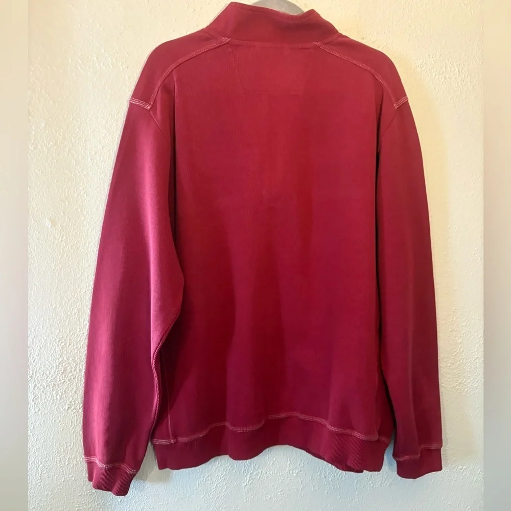 Tommy Bahama Sweater Mens Red 1/4 Zip Pullover Cotton Size XL - Picture 2 of 5